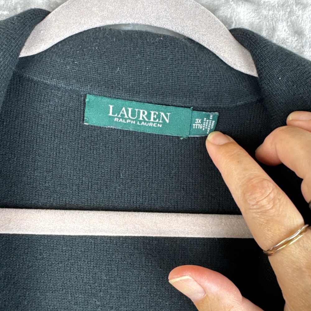 Lauren Ralph Lauren Knit Blazer Womens 3X Black Cotton Blend Button (1554) - Picture 2 of 12